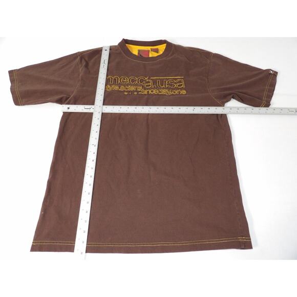 Vtg Mecca USA Style Scienz Scine Day One T Shirt Size XL Brown Y2K Embroidered - Picture 7 of 12